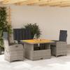 VidaXL Garden Dining Set with Cushions 4 Pcs, Patio Table, Patio Furniture, Outdoor Furniture, Grey 3277344