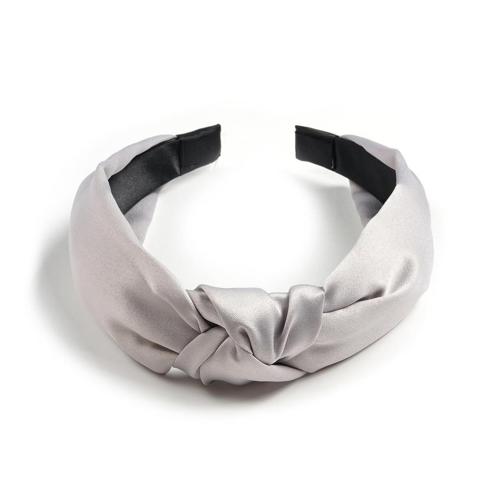 Popular Solid Color Satin Headband Simple Cross Knotted Headband Women'S Temperament Small Fresh Hair Accessories