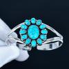 Натуральный бирюзовый драгоценный камень Ручной работы Манжета-браслет из стерлингового серебра 925 пробы, Браслет в форме цветка из бирюзы для жены, Унисекс браслет