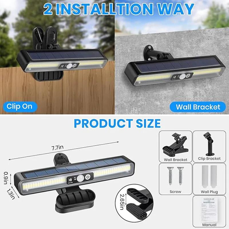 Clip On Solar Motion Sensor Lights Outdoor Waterproof Solar Fence Lights Outside with 36 LEDs Portable Solar Powered Lamps