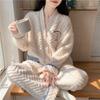 Autumn/Winter Coral Velvet Pajamas for Women Warm Casual Flannel with Velvet Thickened Can Be Worn Outside The Home Suit
