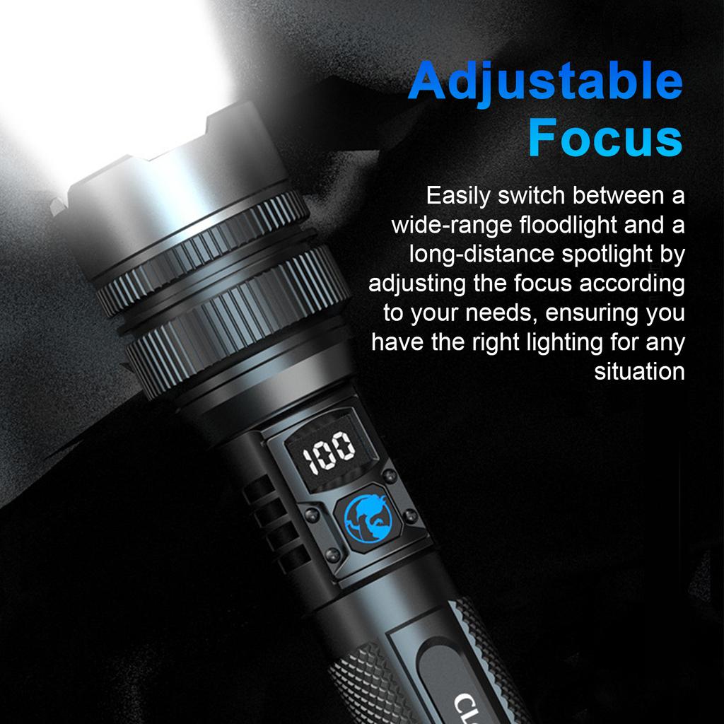 Outdoor Waterproof Handheld Flashlight Super Bright Flash Light Adjustable Focus Floodlight