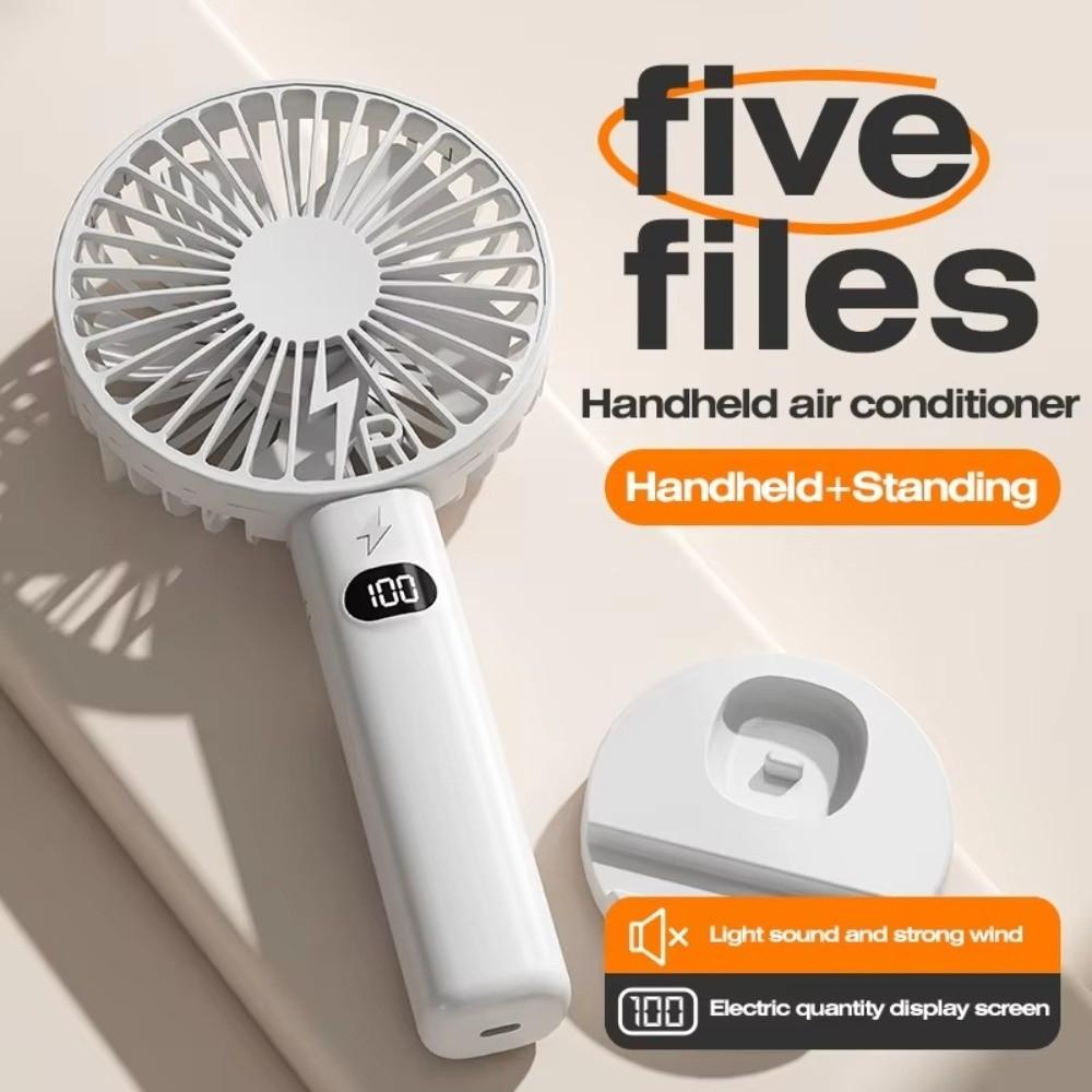Handheld Mini Fan With Phone Holder LCD Display Desk Fan Portable Charging Fan