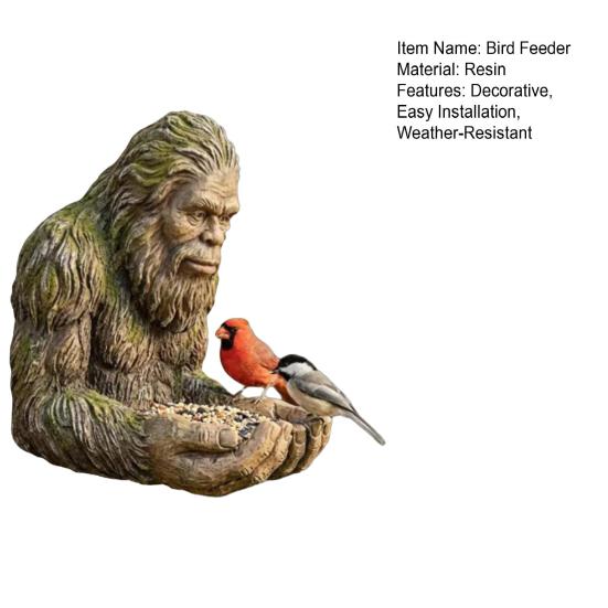 Кормушка для птиц Сасквотч Смола Скульптура Сасквотча Уличная кормушка Скелет Декоративная кормушка для птиц для дерева Двор Садовое искусство Декор