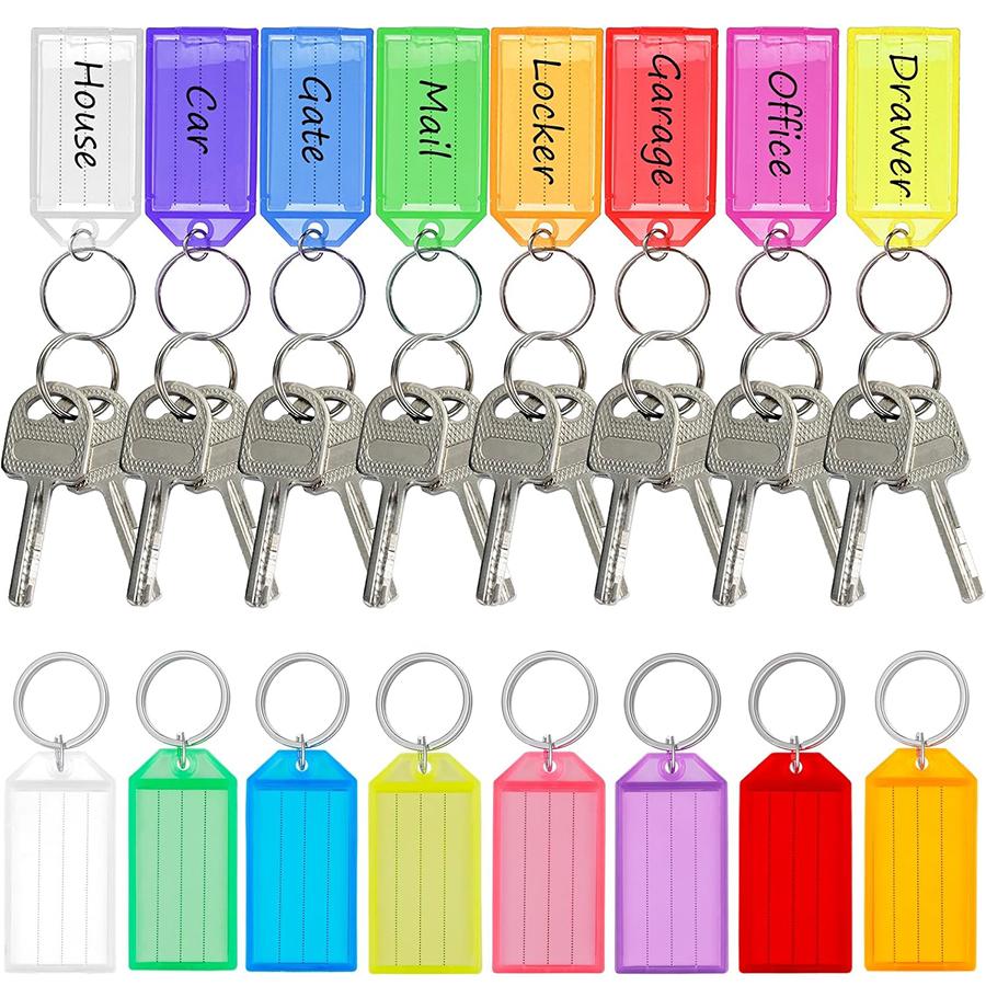 12/36Pcs Writable Keychain Tags Reusable Name Identification Tags Plastic Key Tags with Blank Paper Keys Travel Accessories