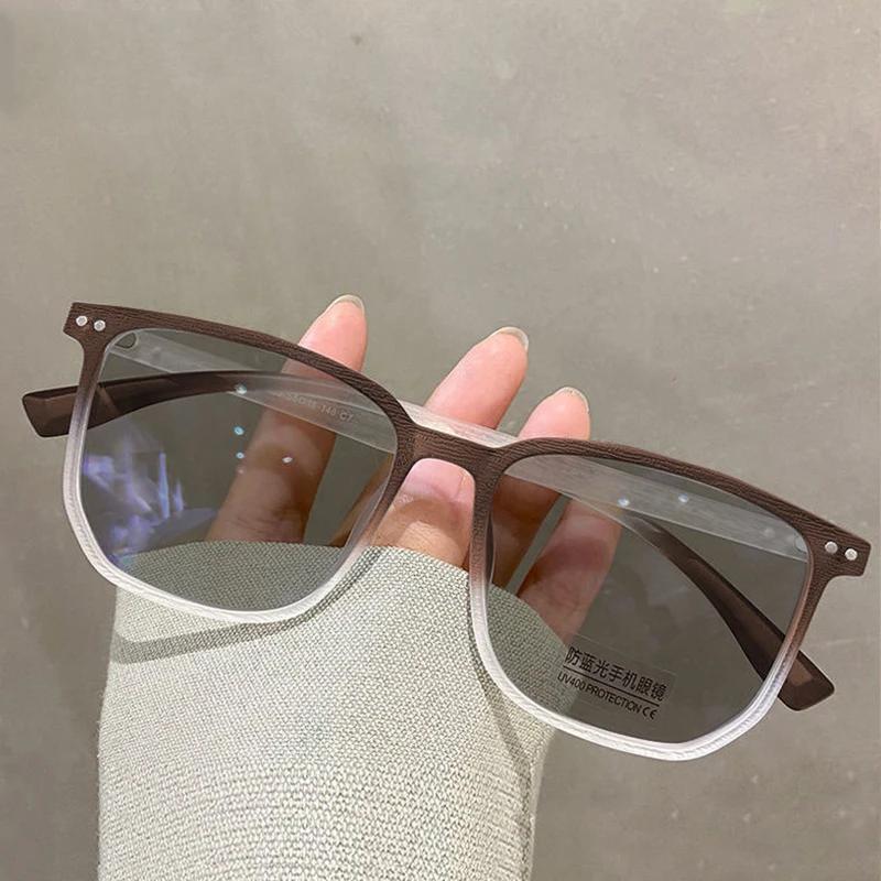 Модные фотохромные очки для близорукости, мужские и женские квадратные очки с анти-синим светом, очки по рецепту, сверхлегкие очки в стиле ретро
