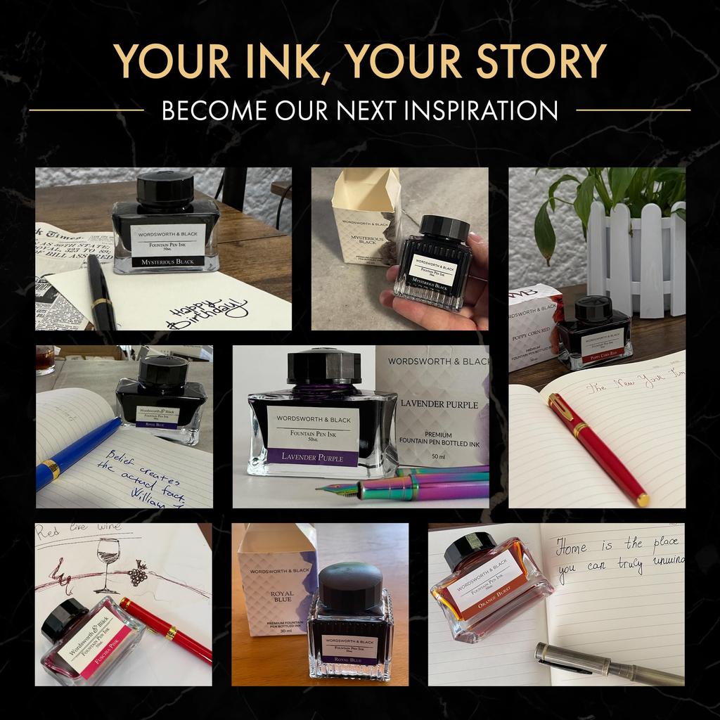 Чернила для перьевой ручки Wordsworth Black, флакон для перьевой ручки класса люкс, классический дизайн, плавный поток и (50 мл) Издание, [Зеленые] Чернила, Бутылка,