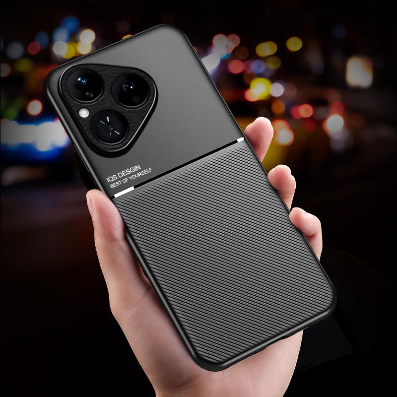 Тонкий противоскользящий защитный чехол для Huawei Pura 80 Pura 80 Pro с металлической пластиной, чехол-подставка с магнитным креплением для автомобиля, Funda