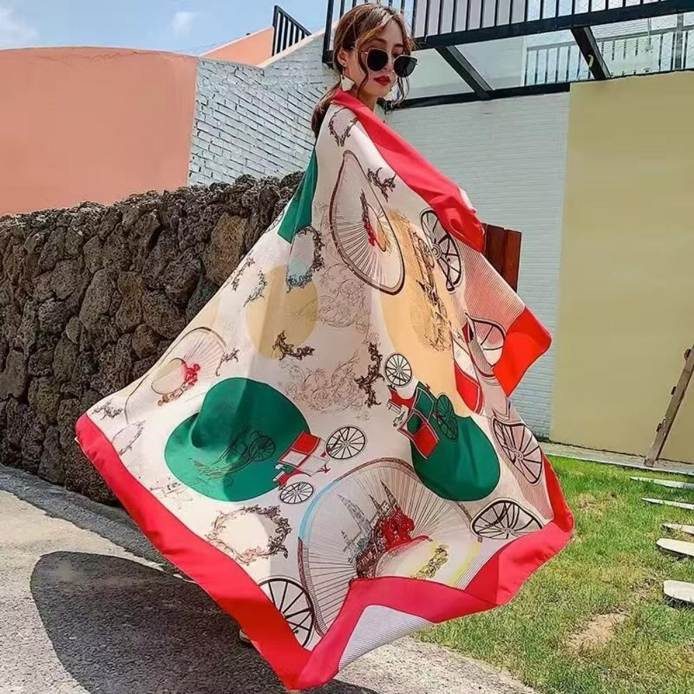 Соленое озеро Чака Туризм на Северо-Западе Этнический стиль Шарф Шелковый шарф Женский Летний Приморский Пляжный Платок Солнцезащитный Тонкий