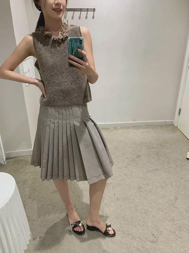 Осень и зима 2024 Вязаный жилет: 30% мохер, 25% шерсть с кисточками