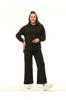 Women's Fashion Big Size Tracksuit Set Green Plus Size Wide Leg Long Sleeve Hooded Tracksuit Set