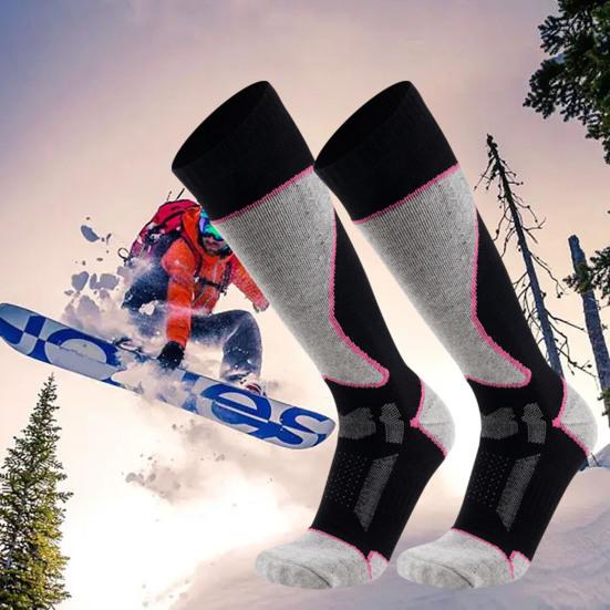 1 пара носков для катания на лыжах выше колена, зимние термоноски, теплые, противоскользящие, ветрозащитные, для сноуборда