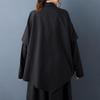 Рубашки и блузки винтажные черные оверсайз с длинным рукавом для блузки Повседневные свободные весенне-осенние топы женская рубашка на пуговицах