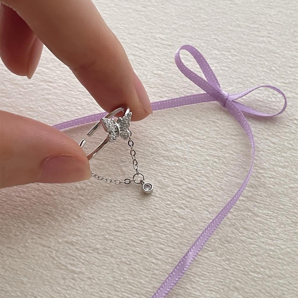 Кольцо с бабочкой из стерлингового серебра 925 пробы, женское, легкое, роскошное, нишевое, цепочное кольцо, изысканное, высокого класса, модное, циркониевое, указательное кольцо