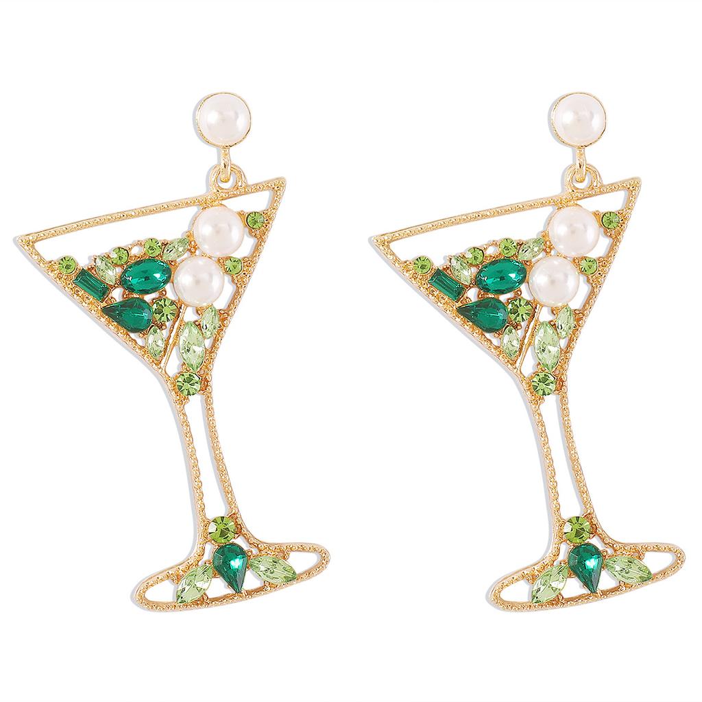 Fashion New Personality Trend Goblet Earrings Creative Design Geometric Diamond Earrings