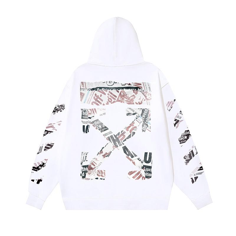 Off-White 2025 Осень/Зима Новая мужская толстовка с принтом в виде газетного узора и стрелок