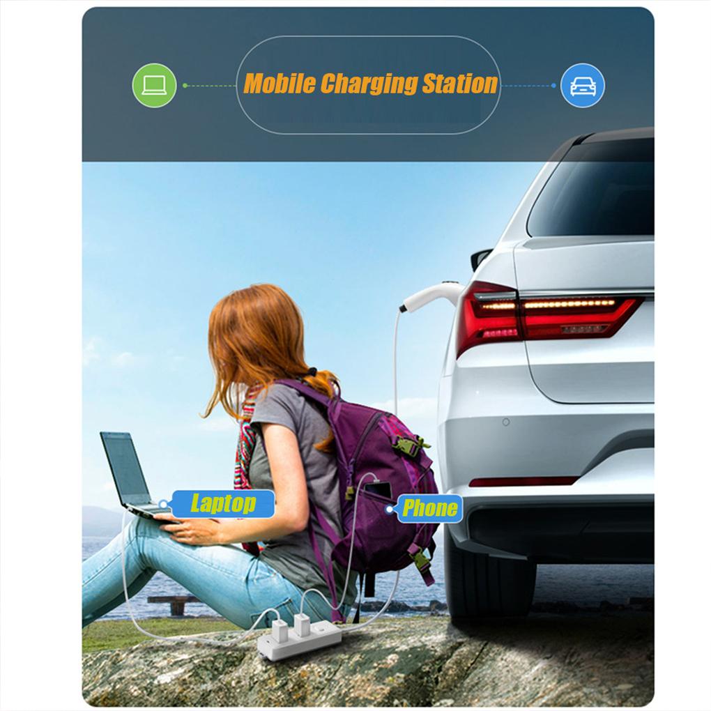 V2L Разрядник для кабельной дороги 5M 16A 3.5kW Разрядка транспортного средства с 3-портовой вилкой Тип 2 Разрядник EU розетка