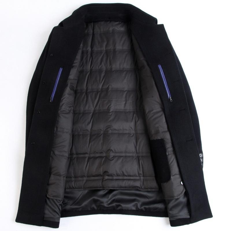 Кашемировое пальто мужское средней длины для мужчин среднего и пожилого возраста, зимнее шерстяное пальто с шерстяным верхом и подкладкой из шерсти