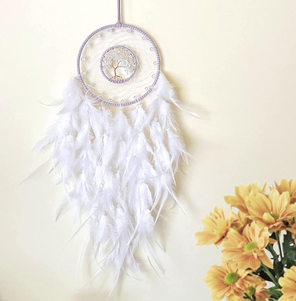 Tree Of Life Dream Catcher Handmade Pink Gravel Wall Hangings Feather Craft Home Decor Wind Chimes Dreamcatchers Room Decorate Quality