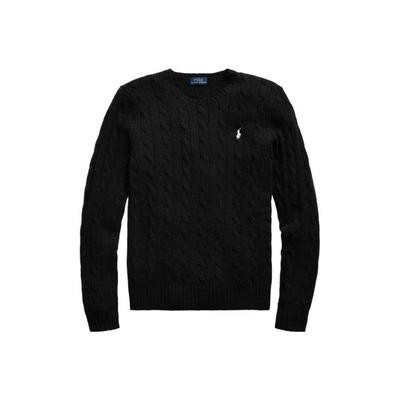 Polo FW22 Однотонный вязаный свитер из шерсти с длинным рукавом для женщин Черный WMPOSWENC020471-001