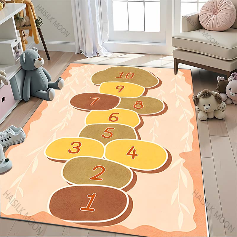 3D HD Hopscotch Carpet, Living Room Bedroom Mat, Comfortable Durable Rug, Modern Simple Style, Non-slip Rug for Children To Play