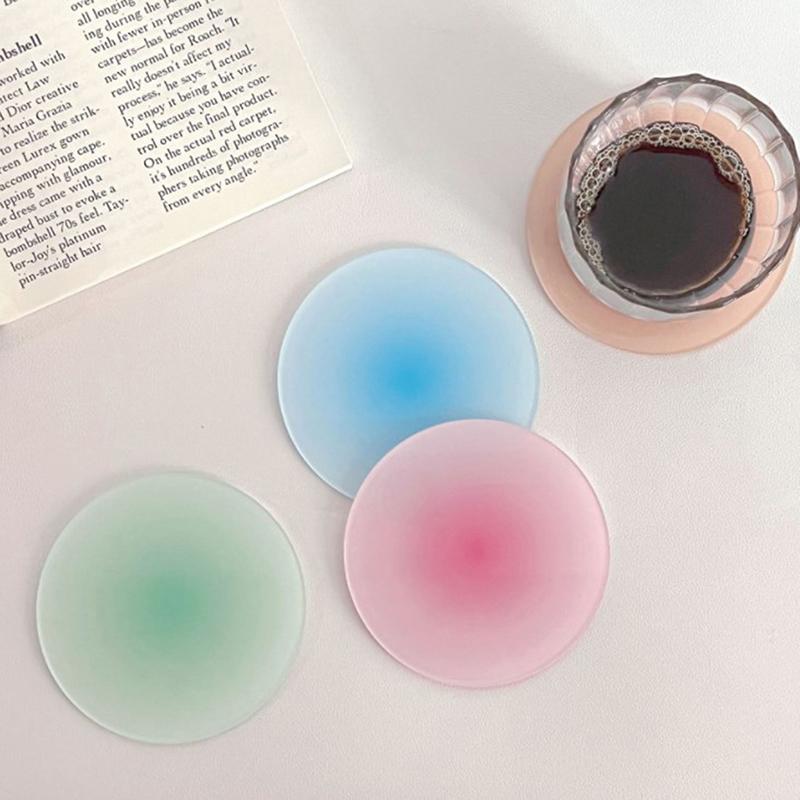 1 Pc Gradient Colour Non-slip Acrylic Coasters Po Props Bar Cafe Desktop Decorations Mug Cup Mat