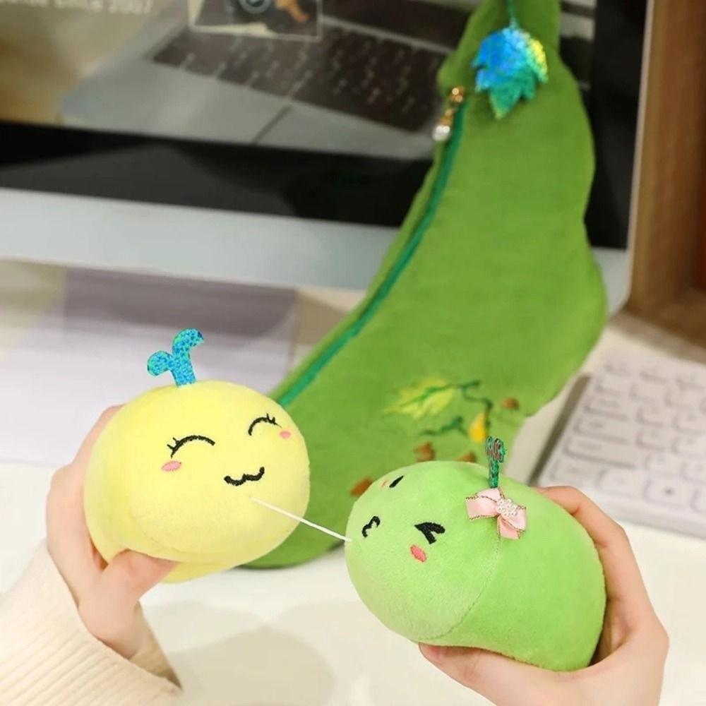 Caterpillar Green Soybeans Plush Keychain Fluffy Kidney Bean Plush Toy Couple gift