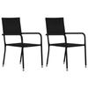 VidaXL Stackable Garden Dining Chair Set of 2 Black Wicker, Outdoor Dining Chair, Patio Chair, 318718