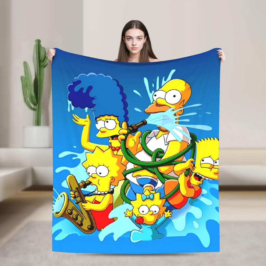 The Simpsons Cartoon Blanket Warm Novelty Plush Throw Blanket For Outdoor Decorative Flannel Bedspread Bed Cover
