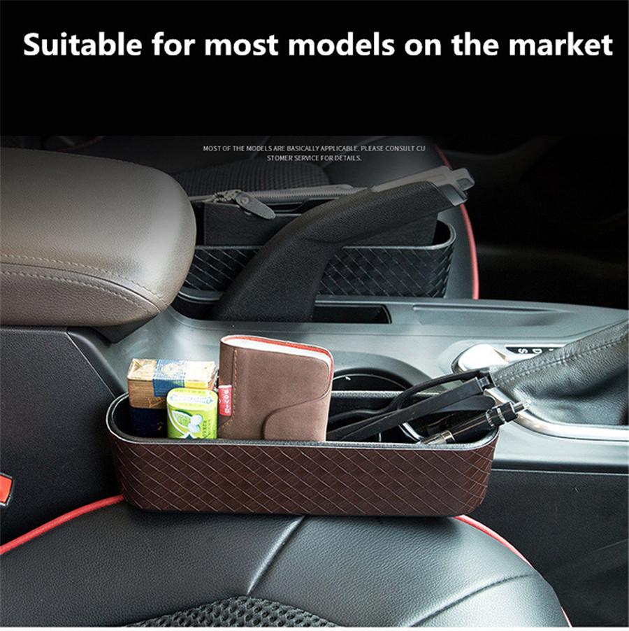 Brown Storage Box Car Organizer Seat Gap Case Pocket Car Seat Side Storage Box