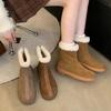 2025 Autumn and Winter New Thick-soled Muffin Shoes Women's Imitation Lamb Wool Shoes Rear Zipper Warm Non-slip Snow Boots