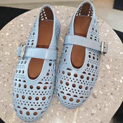 Европейские и американские весенне-летние новые дышащие и удобные одиночные туфли с сетчатой ​​подошвой на плоской подошве, женские балетные танцевальные туфли