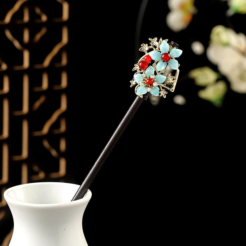 1PC Tassel Elegant Hair Accessories Pretty Ancient Style Classical Flower High-end Hairpin Exquisite Wooden