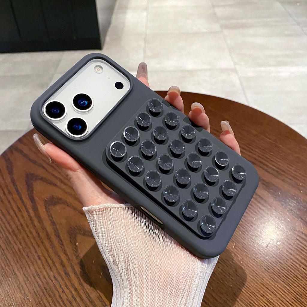 Suction Cup Silicone Phone Case, Hands-free Sticky Holder Cover, Shockproof Anti-slip Back Case for IPhone