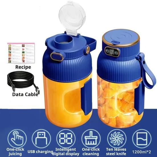 Multifunctional Portable Juicer Cup with Digital Display Large-Capacity USB Rechargeable Cordless Smoothie Blender