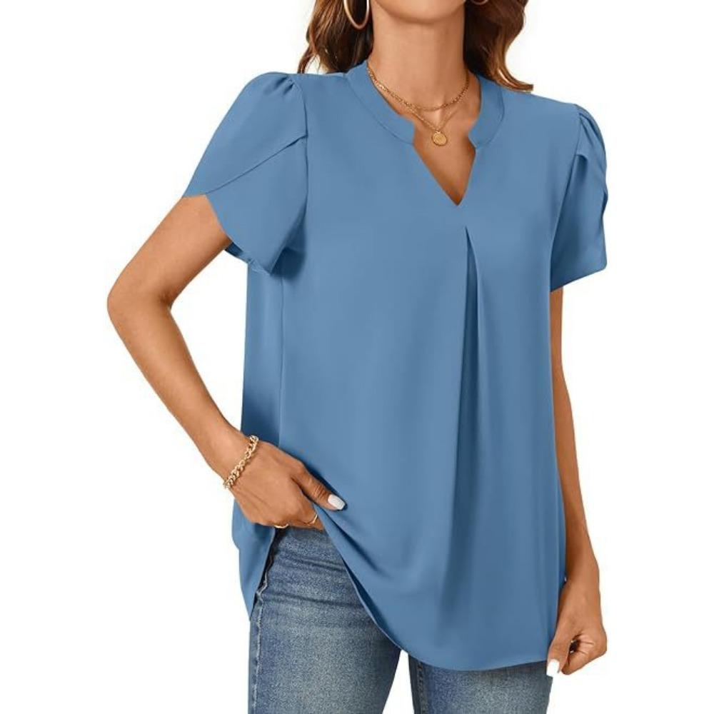 Women's Summer Fashion Simple V- Neck Blouse Shirt