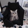 Унисекс ретро худи оверсайз с вышивкой кота - Модный осенне-зимний наряд