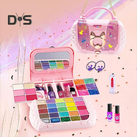 Kids Makeup Kit Washable Real Cosmetic Set Parent-child Makeup Set Princess Dress Up Kit for Christmas Birthday Girls 7-14 Years Old