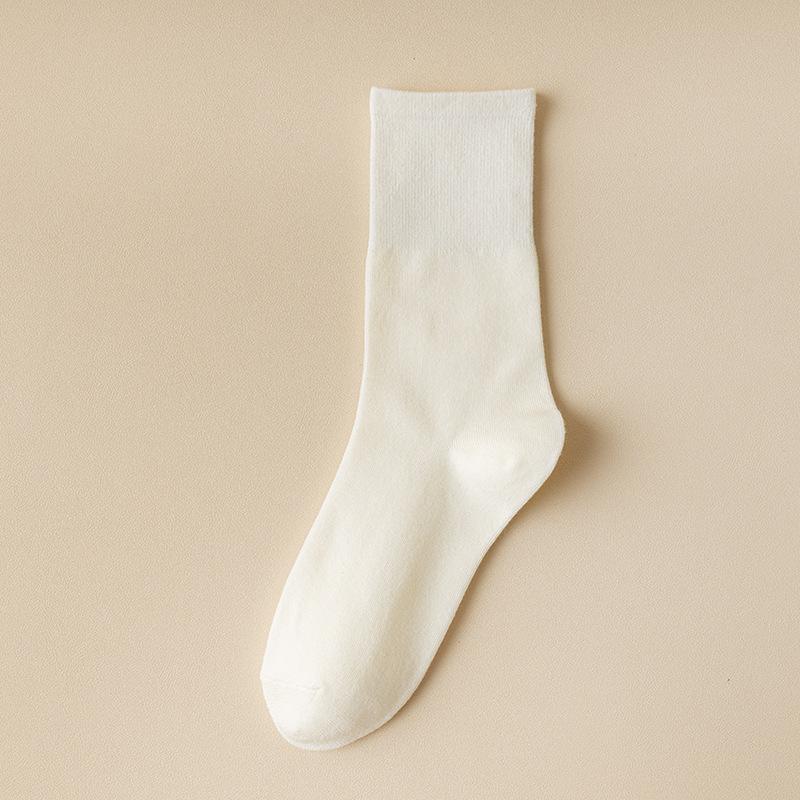 Women's Mid-calf Socks, Spring and Autumn Coffee-colored Solid Color, Versatile and Trendy, Winter Black and White Long Calf Socks