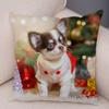 Cute Pet Animal Pillowcase Decorative Cute Puppy Chihuahua Pillowcase Soft Plush Cushion Cover for Car Sofa Home 45x45cm