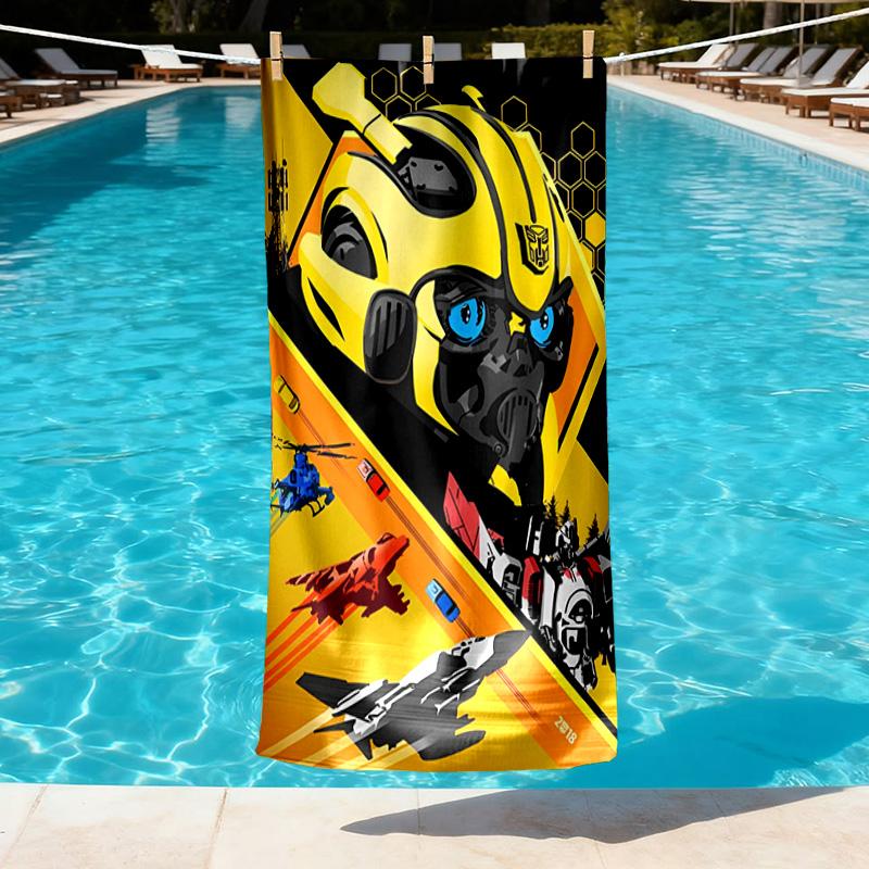 robot Print Beach Towel Design, Soft, Lightweight. for Home Bathroom, Spa, Pool, Yoga, Surfing, Camping, Gift for Family, Friend