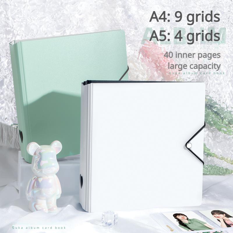 Папка для фотокарт A4/A5, D-кольцо, большая сетка 4/9, сбор книги с перевязочным галстуком, 3-дюймовый фотоальбом, корейский держатель для карт Kpop
