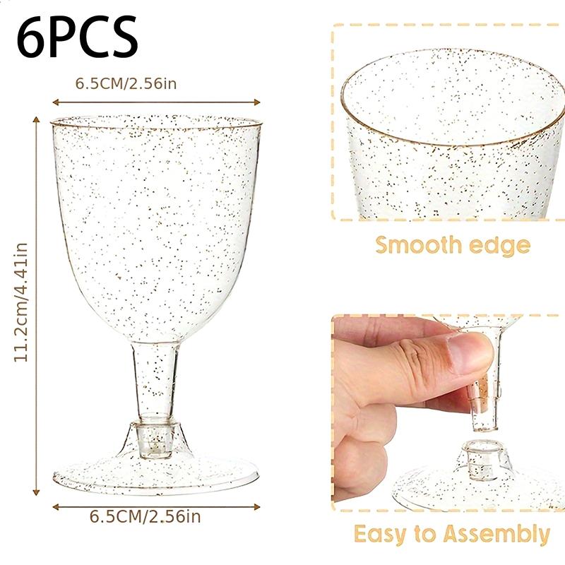 Прозрачный золотой пластиковый бокал для вина, пригодный для вторичной переработки, небьющийся винный бокал, одноразовые многоразовые стаканчики для шампанского