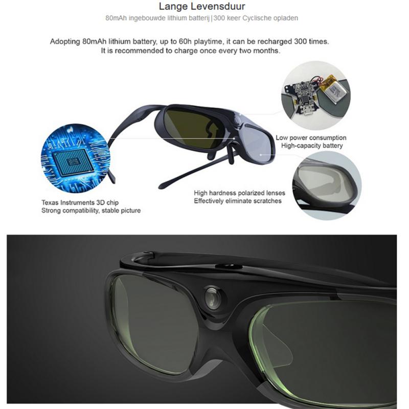 Горячие, затворные 3D-очки Dlp-link ЖК-перезаряжаемые ЖК-стекла виртуальной реальности, совместимые с XGIMI H2