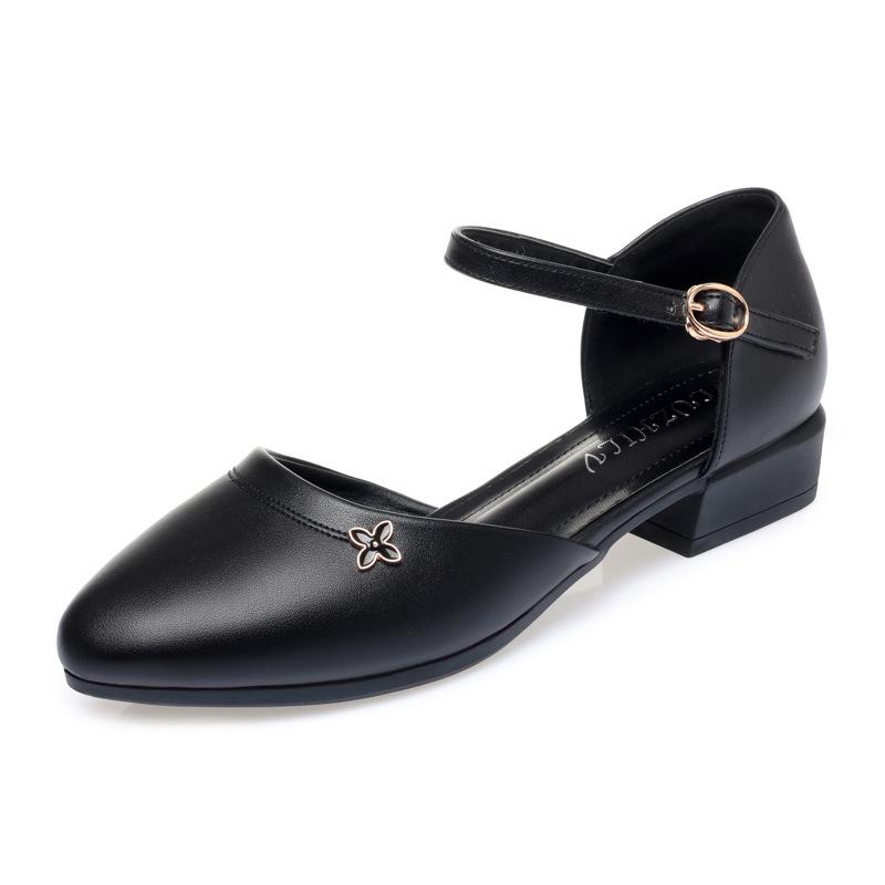 Модные новые женские повседневные туфли-лодочки 2024 весна-лето модные черные туфли на низком каблуке женские рабочие туфли винтажные женские толстые туфли с пряжкой в одно слово