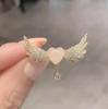 Exquisite Full Of Rhinestone Angel Wings Opal Love Heart Brooches Women Water Drop Crystal Lable Pins Korean Suit Accessories