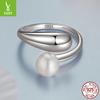 Ins Style Simple Temperament Bead Open Ring S925 Sterling Silver Versatile Finger Jewelry Ring
