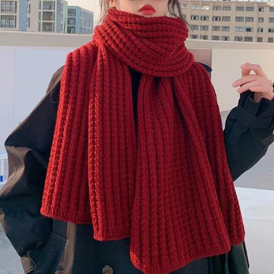 Yousheng Couple Winter Scarf Warm Thick Knitted Long Scarf Solid Color Soft Large Wrap Outdoor Indoor Cold Weather Neck Warmer