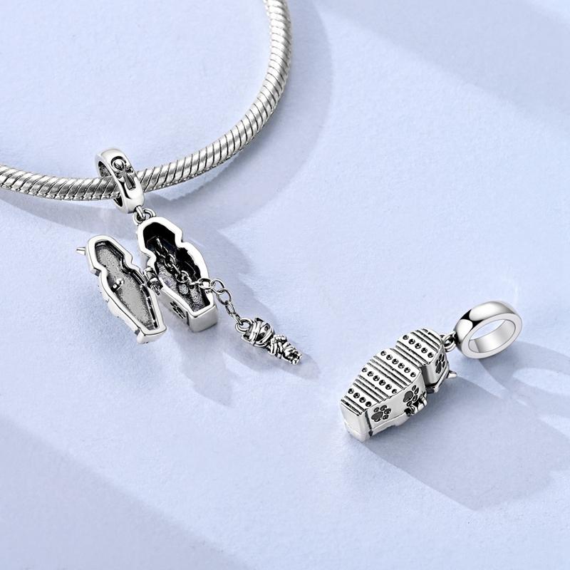 Original 925 Sterling Silver Bead Charm Openable Egypt Cat Mummy Pendant Fit Original Bracelet For Women DIY Jewelry Gift