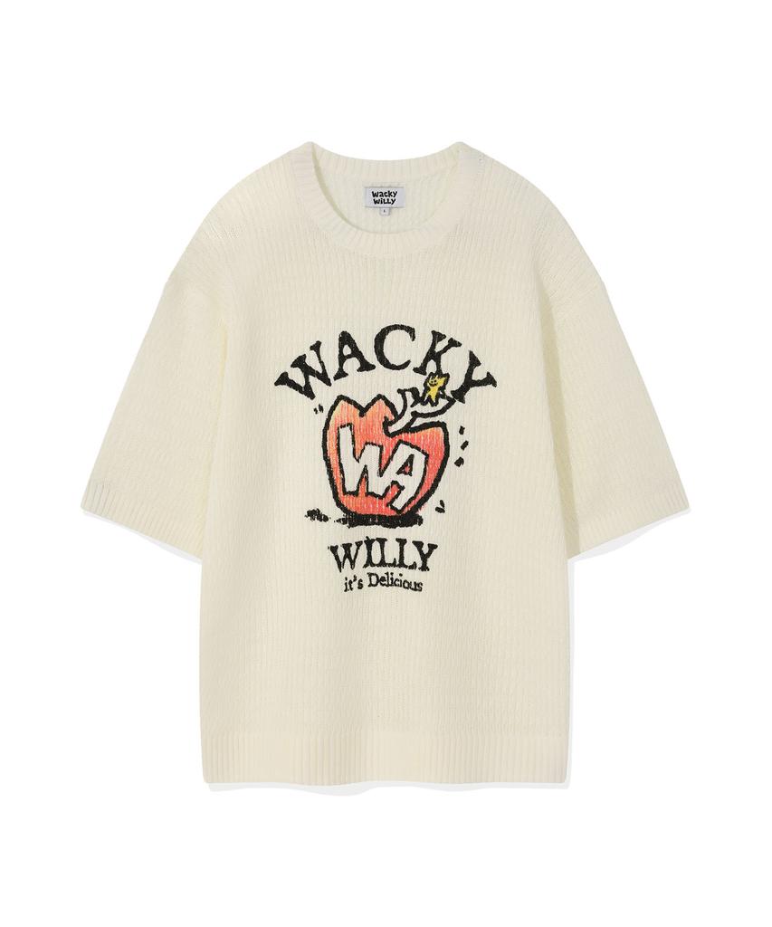 WACKY WILLY One-Point Short Sleeve Pullover Knit Ivory